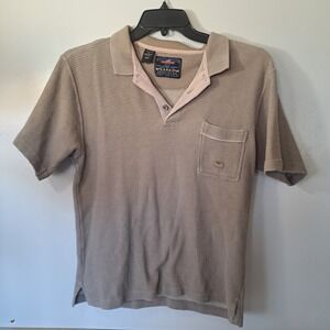 AMCO Brown Tan Knit Collared Pocket Eagle Emblem Shirt